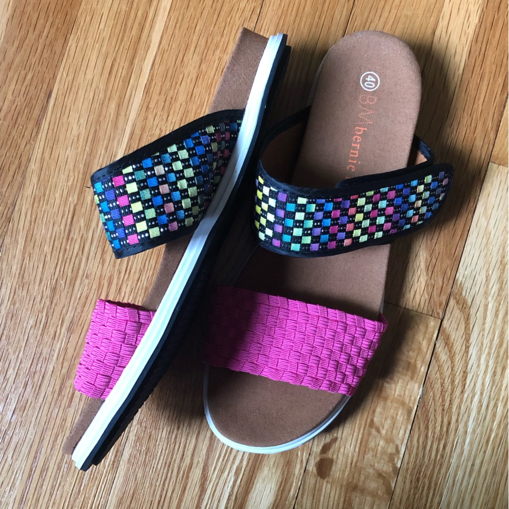 🖤🌸 Bernie Mev Colorful Woven 2 Strap Slide 🌸🖤